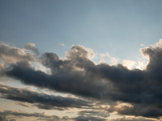 Stormy sky with white and grey clouds background, beautiful heaven photo