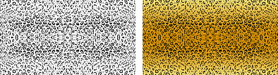 Seamless leopard skin abstract pattern. Black and white and colour leopard pattern print design. Safari animal fabric motif for fashion