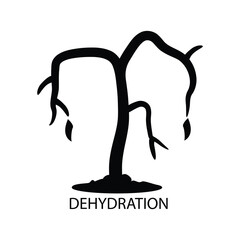dehydration icon. withered plant illustration on white background.	