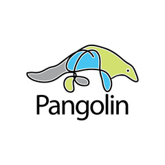 pangolin logo design vector. vector illustration of pangolin icon isolated on white background.