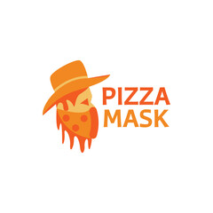 Pizza mask logo. Unique, simple, character.