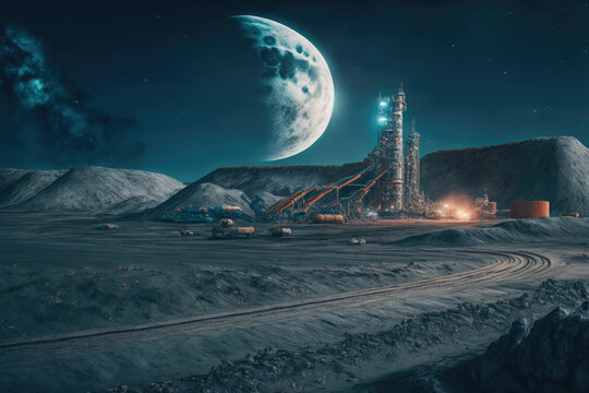 Asteroid mining moon alien planet mining facility
