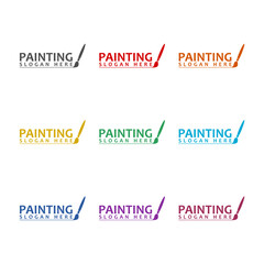 Painting template logo icon isolated on white background. Set icons colorful
