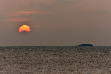 coucher de soleil, Pornichet, île des Évens, 44, Loire Atlantique , France