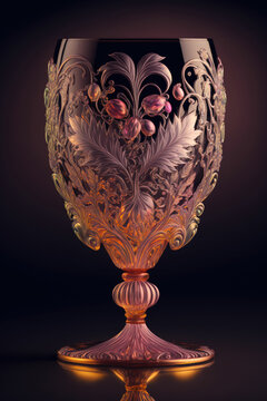 Rose gold goblet with crystal of the magical world