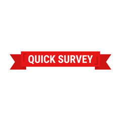 Quick Survey In Red Ribbon Rectangle Shape For Analitic Information

