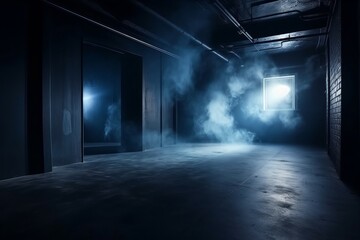mysterious and atmospheric room filled with swirling smoke and shadows