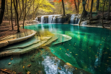 beautiful view of waterfall in forest