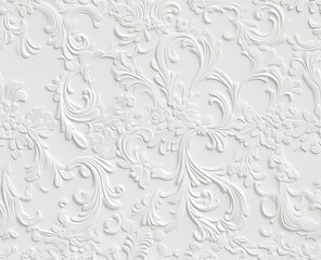 Gypsum patterns of white flowers, gypsum background floral pattern. SEAMLESS PATTERN. SEAMLESS WALLPAPER. Created with Generative AI technology. Created with Generative AI technology. - obrazy, fototapety, plakaty