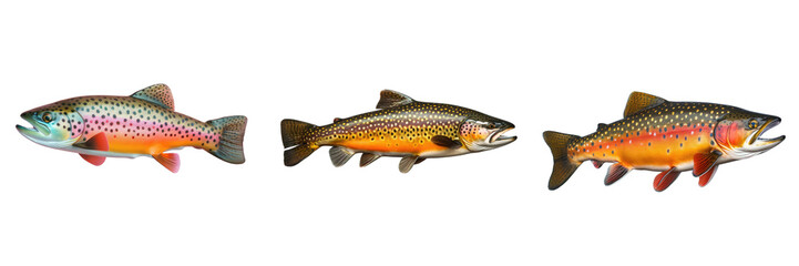 transparent background with a brook trout - obrazy, fototapety, plakaty