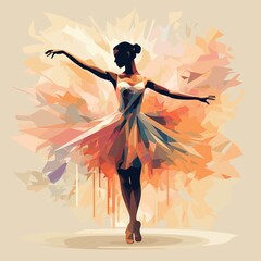 Silhouette of a dancing woman - Ballerina - Vector