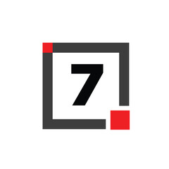7 number with square box icon. 7 box monogram.