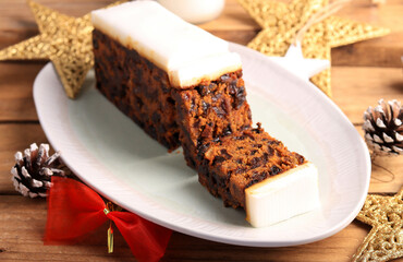 Christmas fruit cake with icing