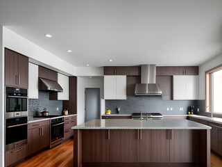 realistic kitchen design with hyperdetailed medium shot.