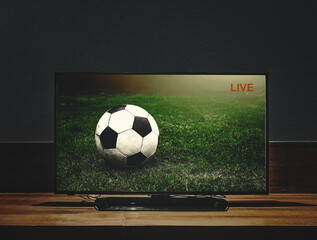 Live football game broadcasts in real time through the Internet and media television. Watching...