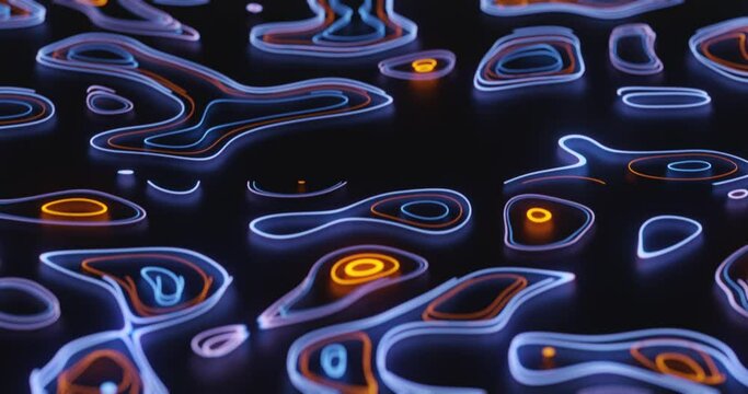 Blue Wavy Swirl Organic Liquid Neon Lights on the Ground Visuals 4k VJ Loop
