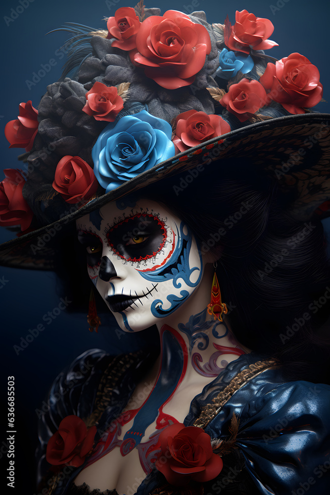 Wall mural Day of the dead girls beautiful women with sugar skull makeup