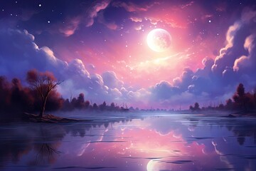 Illustrated wallpapers under the love sky, illustrations for Valentine's Day
