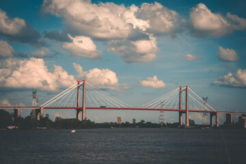 Fototapeta premium bridge at sunset against a cloudy sky
