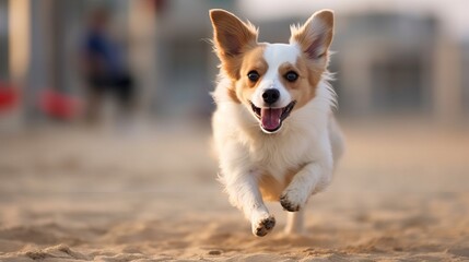 Corgi Beach Run - Energetic Dog Sprinting on the Sand