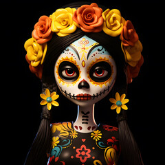 girl in the style of the Day of the Dead holiday.