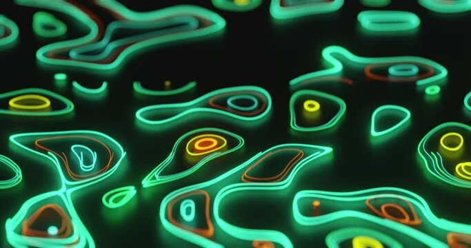 Green Wavy Swirl Organic Liquid Neon Lights on the Ground Visuals 4k VJ Loop