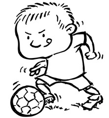 Boy dribbling soccer ball