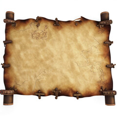 Treasure map in pirate movie isolate on white background.generative AI