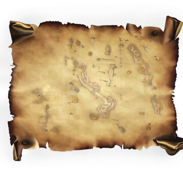 Treasure map in pirate movie isolate on white background.generative AI