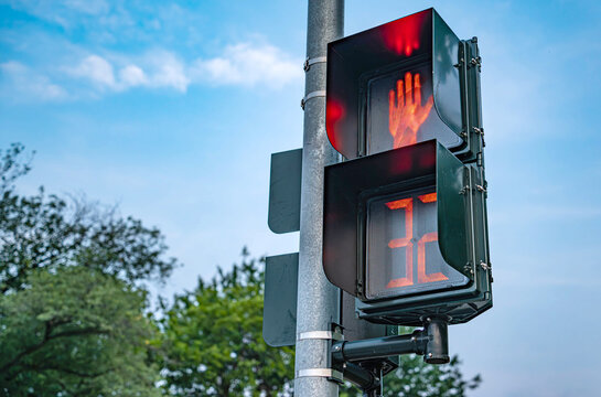 Don't walk electric street sign