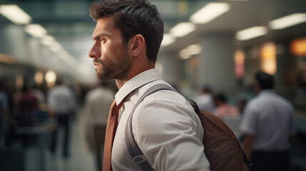 an office worker with tense shoulders, visibly carrying the weight of the demanding workload,