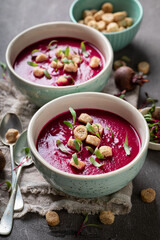 Spicy borsch soup as a traditional Polish soup.