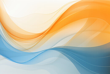 青色とオレンジ色の波型幾何学抽象背景 - obrazy, fototapety, plakaty