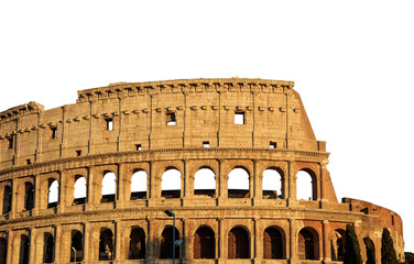 Colosseum isolated on white transparent background, PNG. Rome Italy