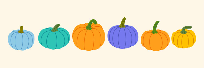 colorful vector isolated autumn pumpkin illustration banner, pumpkin decoration