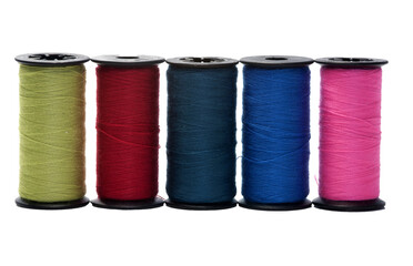 bobbins with cotton in green blue and pink png