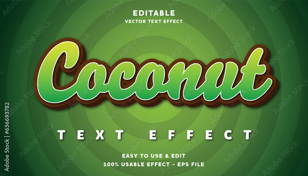 Poster coconut editable text effect with modern and simple style