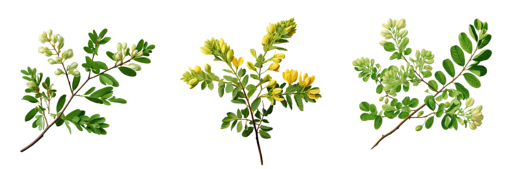 The European tree known as False Acacia bears black locust branches flowers and leaves