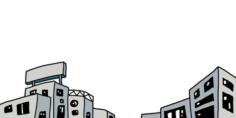 A lot of buildings, cartoon background