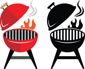 Fired up Summer grill illustration. Grill bbq vector art.