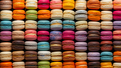 macarons dessert with vintage pastel tones. close up. Small French cakes. Culinary and cooking concept.