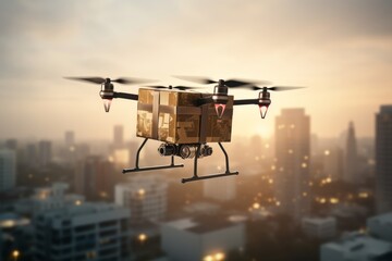 The skies open up to a new era of logistics as a drone carries cargo with finesse, leaving behind the constraints of traditional ground-based delivery methods.