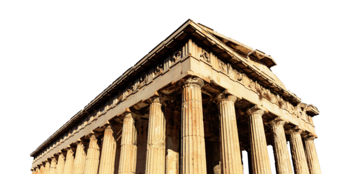 Athens, Greece. Hephaestus temple  isolated on white transparent background, PNG.