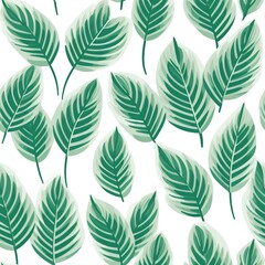 Fototapeta na wymiar Seamless Leaf Pattern with Green Leaves