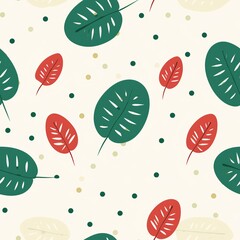 Seamless Leaf Pattern with Green Leaves