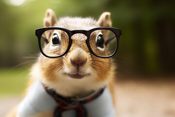 cute squirrel wearing glasses © Noufaldi
