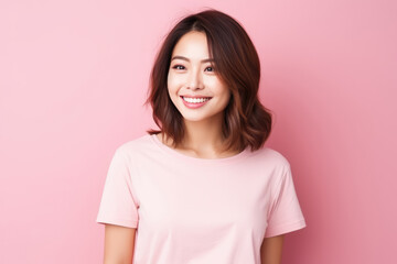 A Woman Smiling And Wearing A Pink Shirt