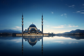 Fototapeta na wymiar mosque with a crescent moon