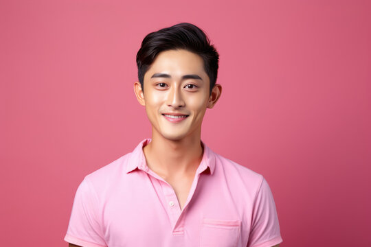 Happy Thai Man On Pink Background