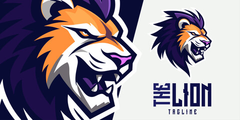 Modern Lion Logo Mascot with Purple Tons: Dominate the Scene in Esport, Design, and More!